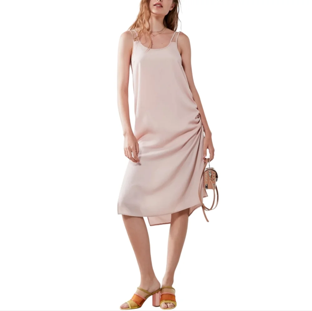 FIFTH LABEL Slip Dress Classic Ruching Antique Rose Dusty Revolve Urban Small